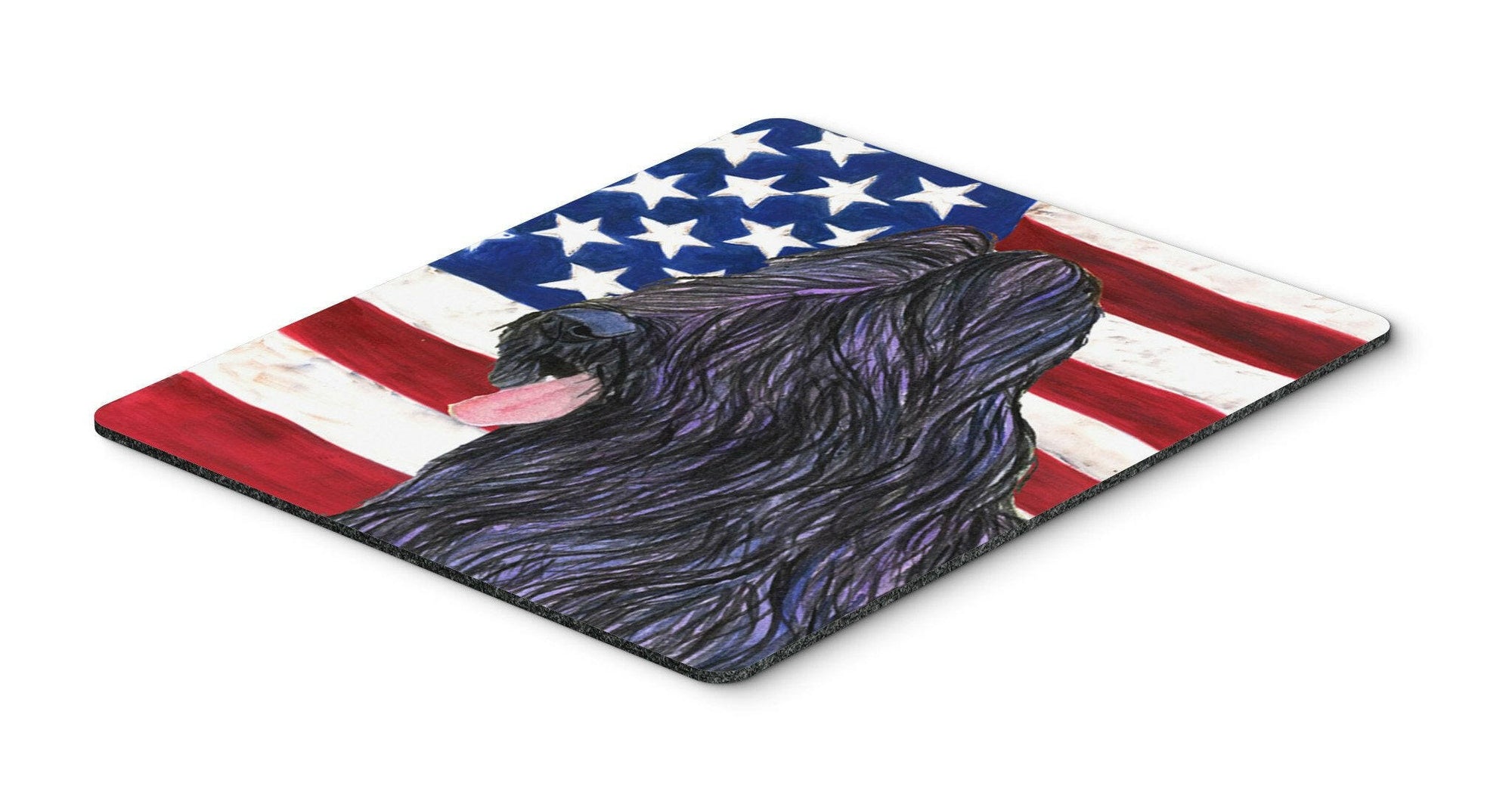 USA American Flag with Briard Mouse Pad, Hot Pad or Trivet by Caroline's Treasures