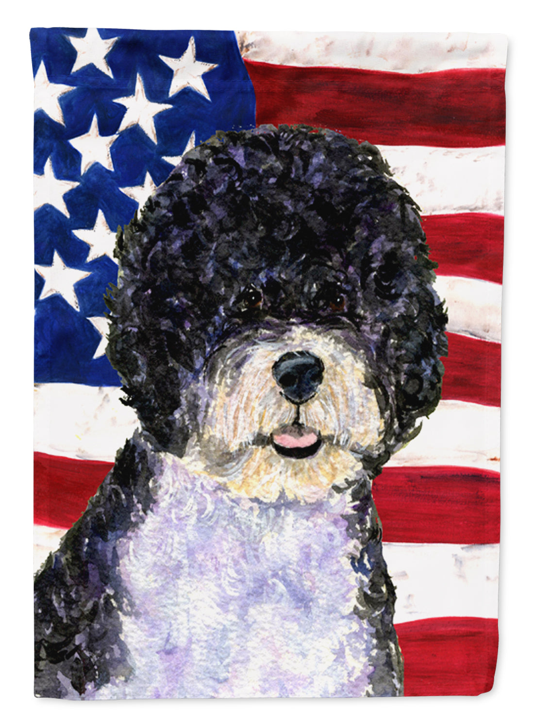 USA American Flag with Portuguese Water Dog Flag Canvas House Size  the-store.com.