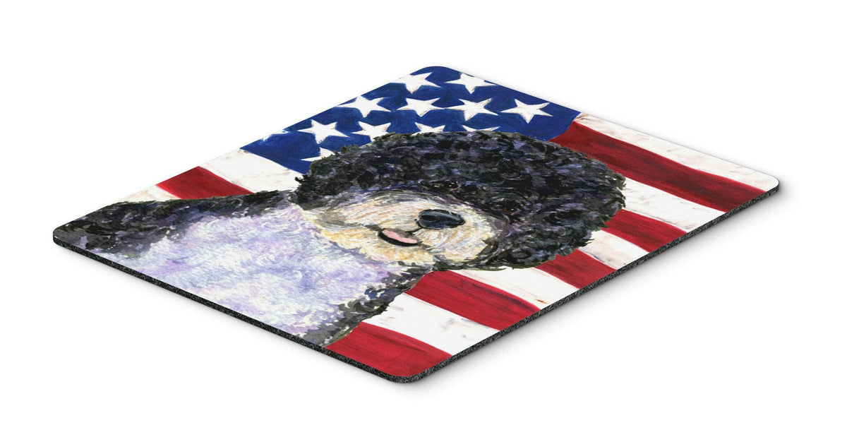USA American Flag with Portuguese Water Dog Mouse Pad, Hot Pad or Trivet by Caroline&#39;s Treasures