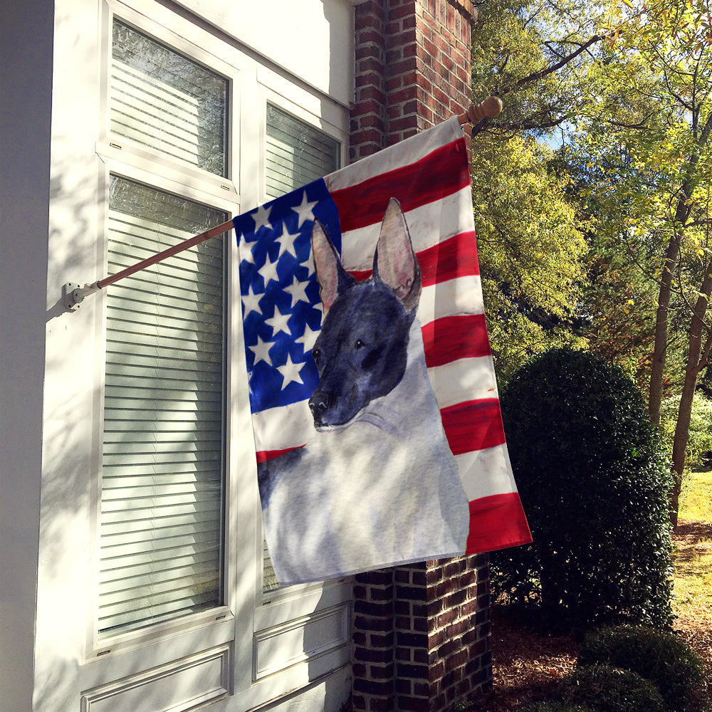 USA American Flag with Rat Terrier Flag Canvas House Size  the-store.com.