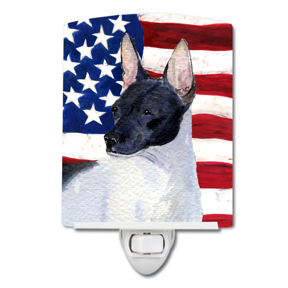 USA American Flag with Rat Terrier Ceramic Night Light SS4054CNL - the-store.com