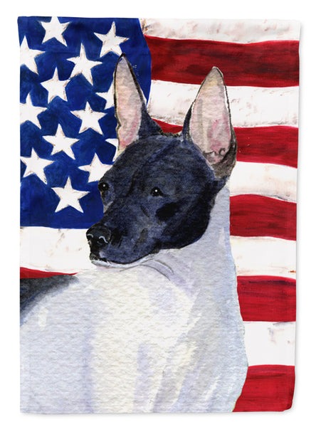 USA American Flag with Rat Terrier Flag Garden Size