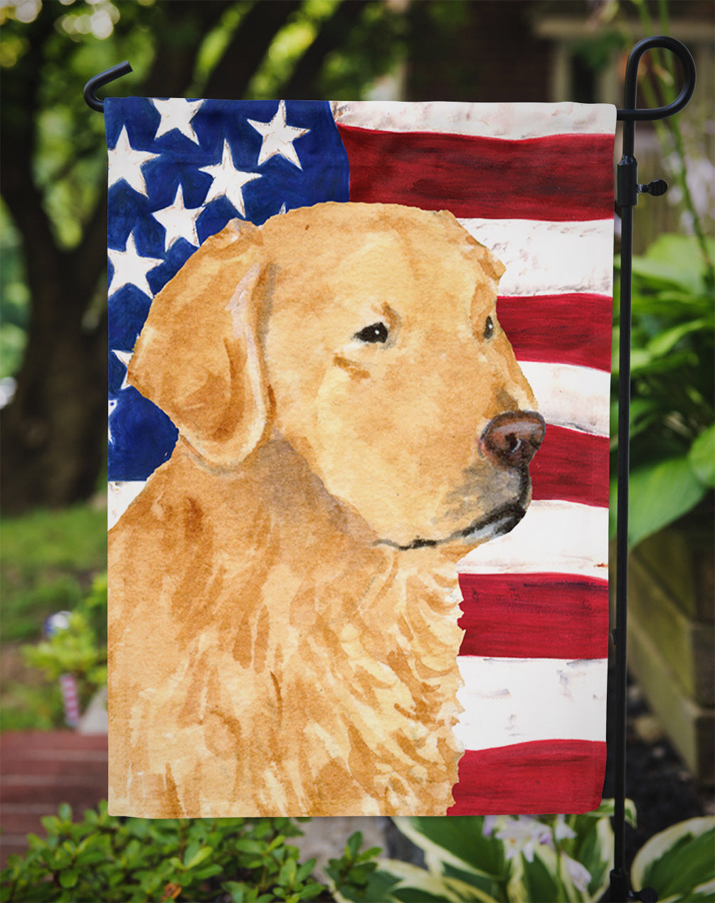 Drapeau américain des États-Unis avec drapeau Golden Retriever Taille du jardin