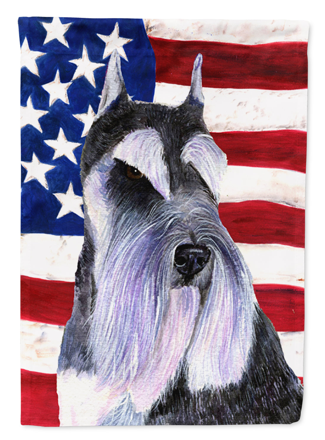 USA American Flag with Schnauzer Flag Canvas House Size