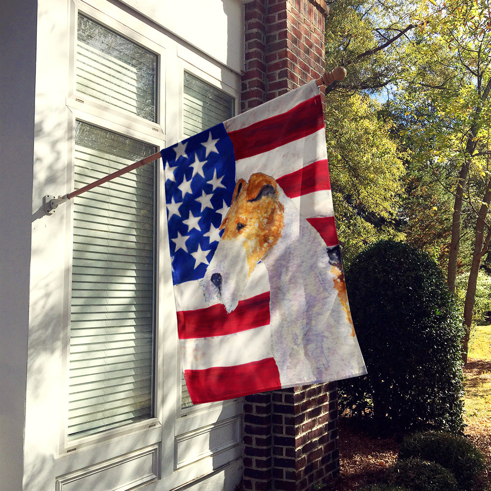 USA American Flag with Fox Terrier Flag Canvas House Size  the-store.com.
