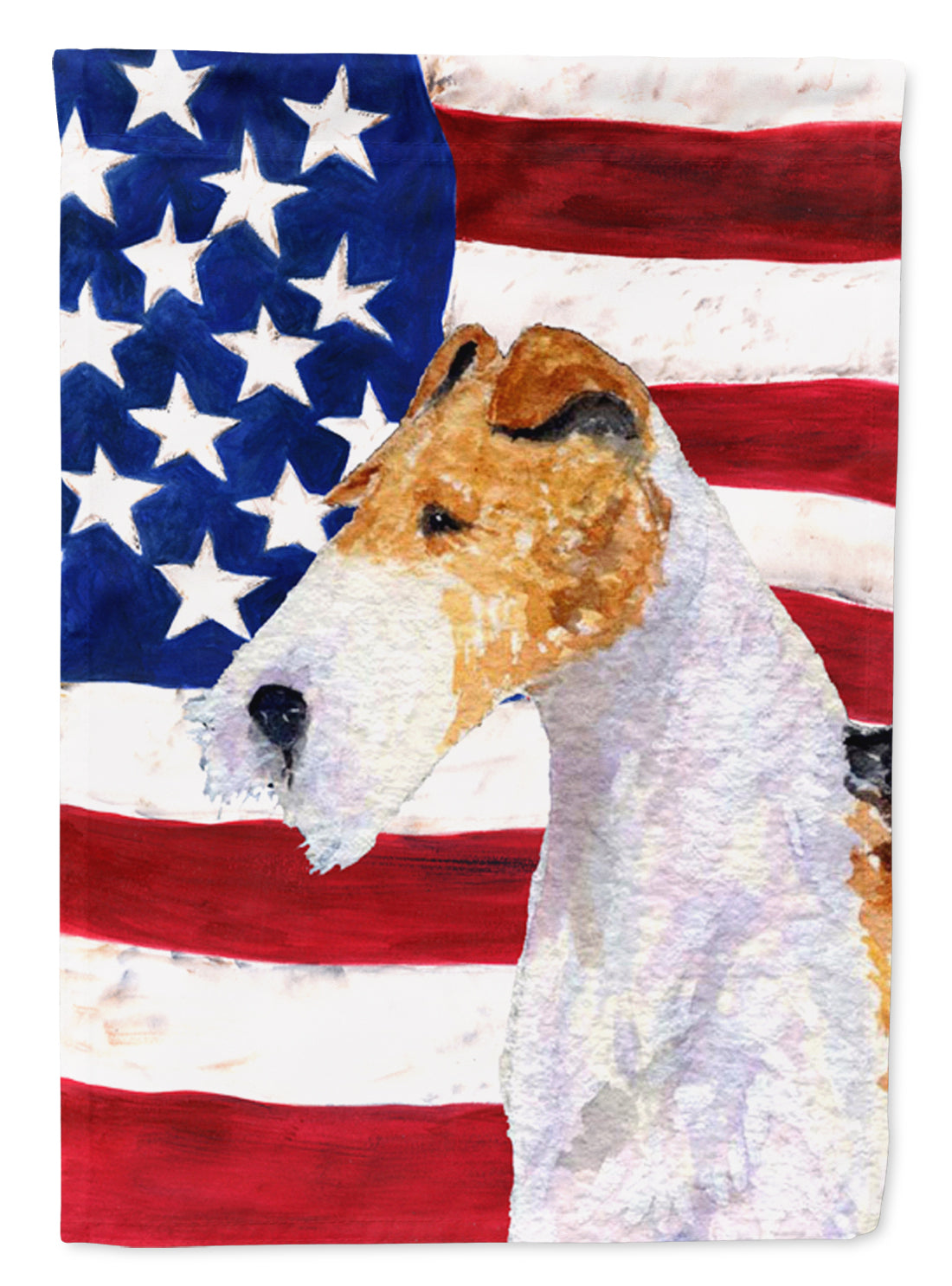 USA American Flag with Fox Terrier Flag Garden Size