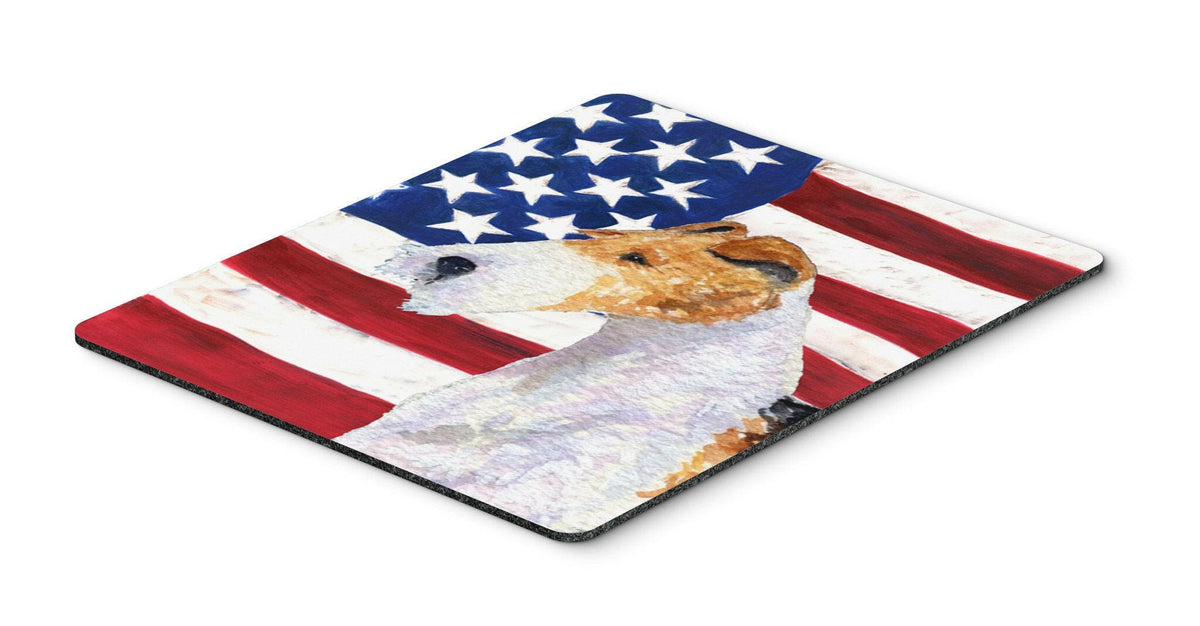 USA American Flag with Fox Terrier Mouse Pad, Hot Pad or Trivet by Caroline&#39;s Treasures