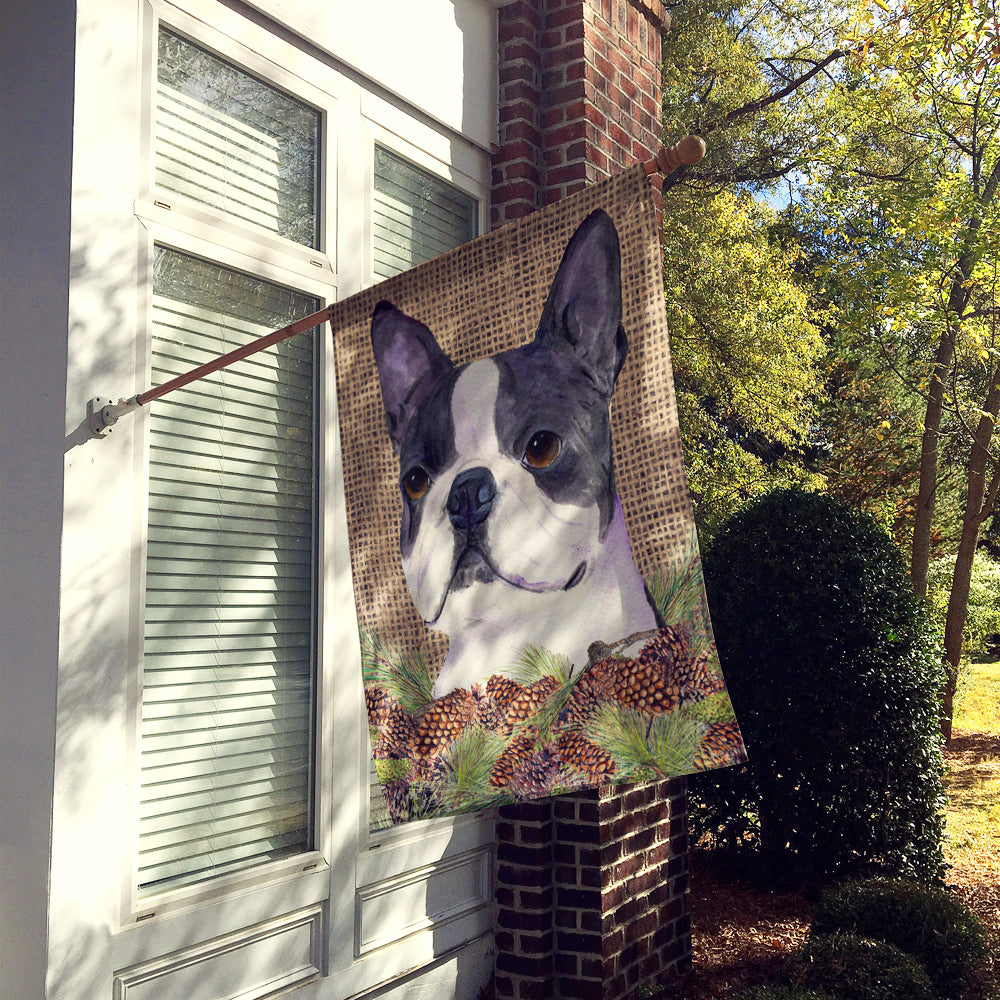 Boston Terrier Flag Canvas House Size