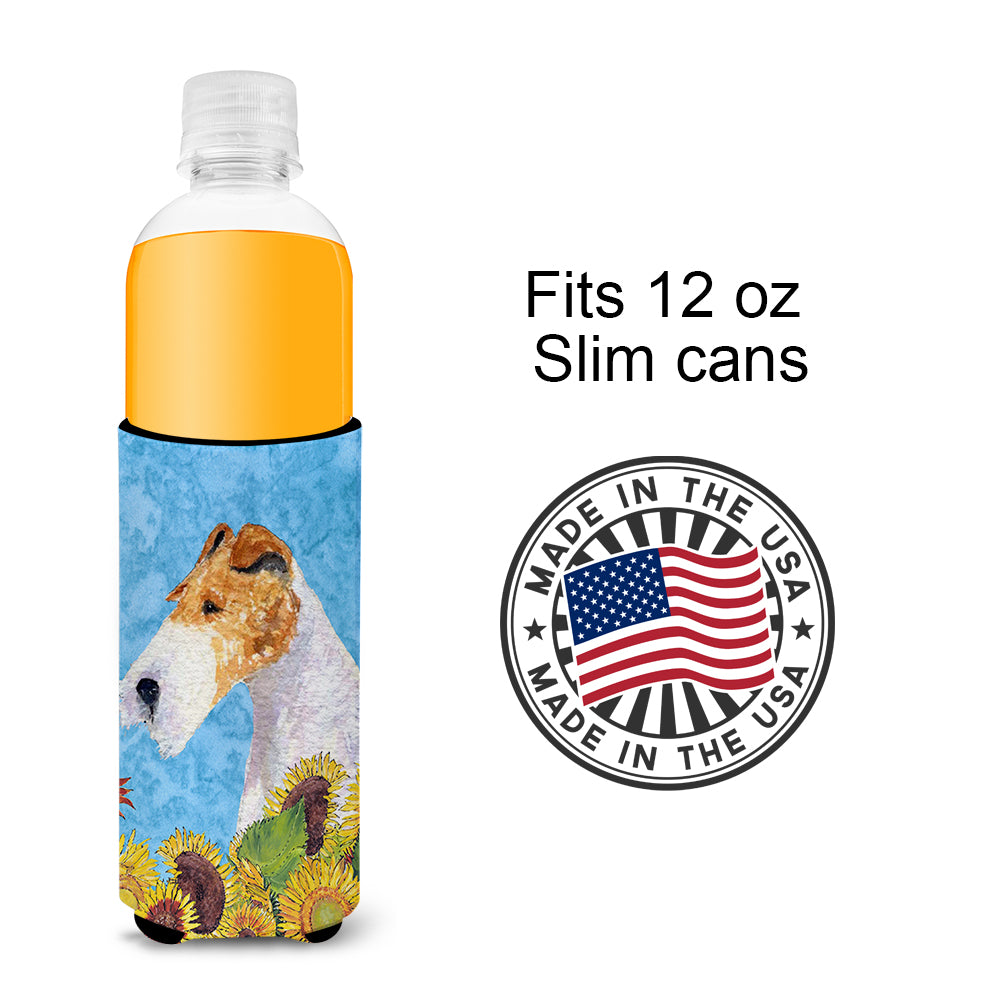 Fox Terrier in Summer Flowers Ultra Beverage Insulators for slim cans SS4111MUK