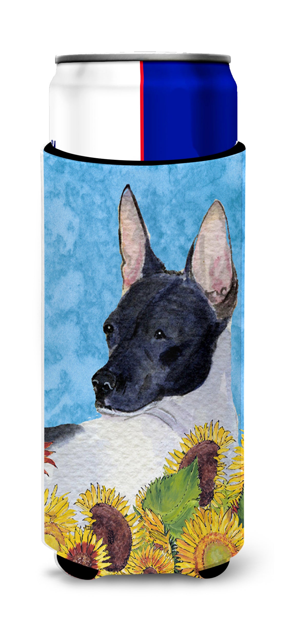 Rat Terrier in Summer Flowers Ultra Beverage Insulators for slim cans SS4113MUK.