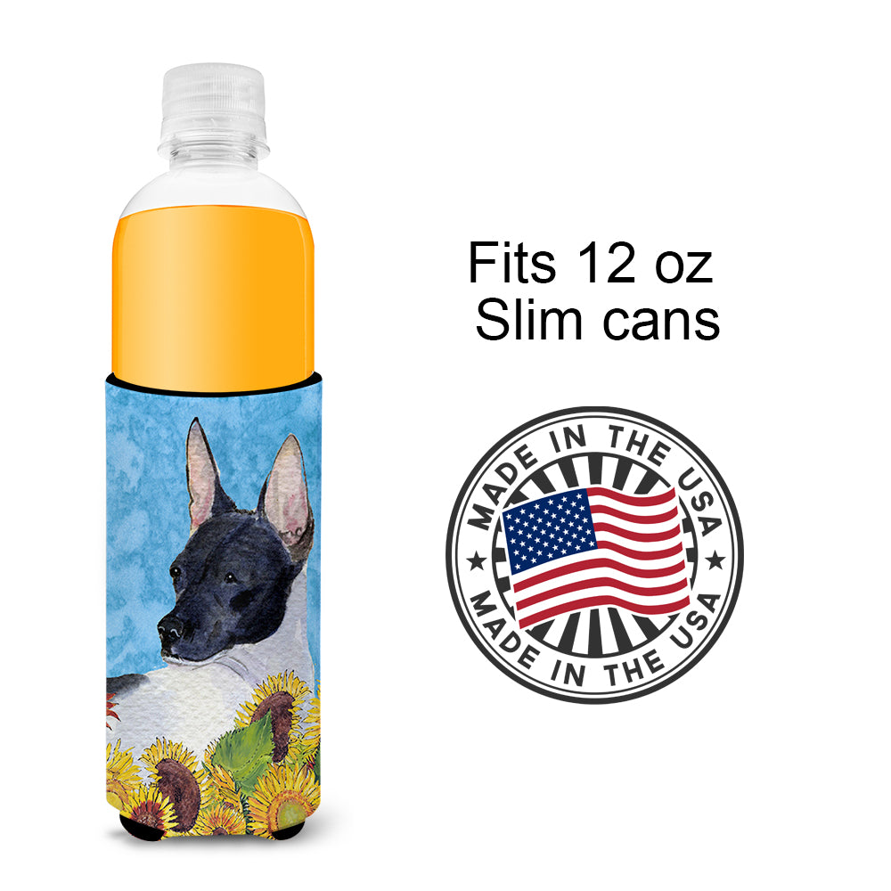 Rat Terrier in Summer Flowers Ultra Beverage Isolateurs pour canettes minces SS4113MUK