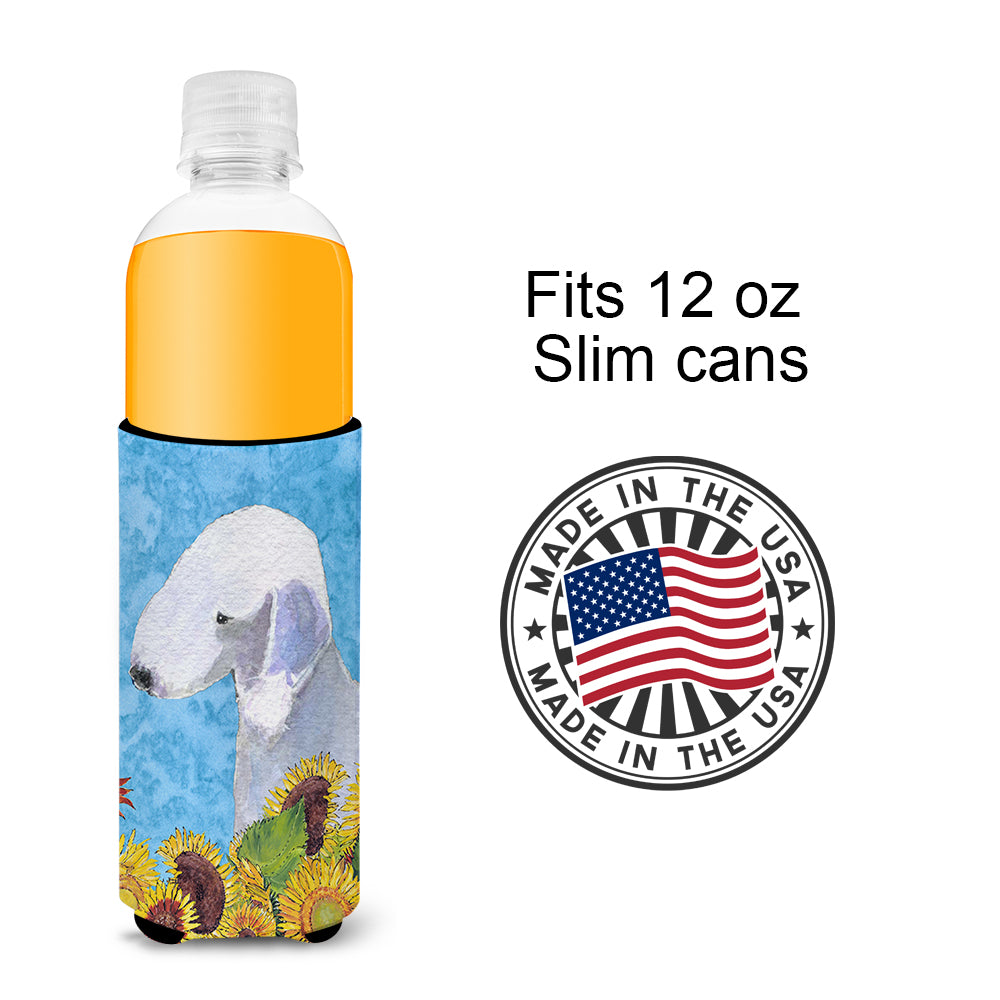 Bedlington Terrier in Summer Flowers Ultra Beverage Insulators for slim cans SS4116MUK.