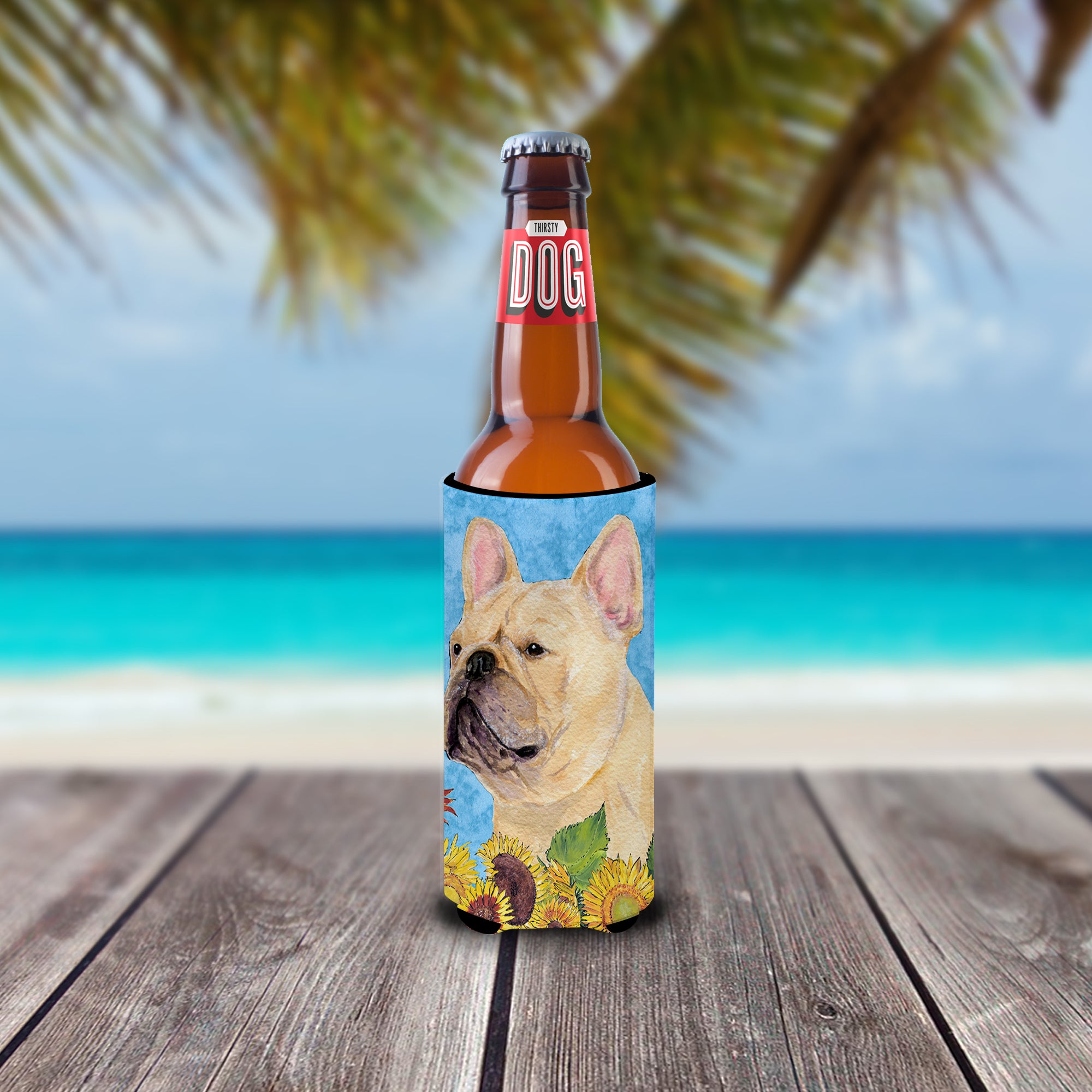 French Bulldog in Summer Flowers Ultra Beverage Insulators for slim cans SS4118MUK