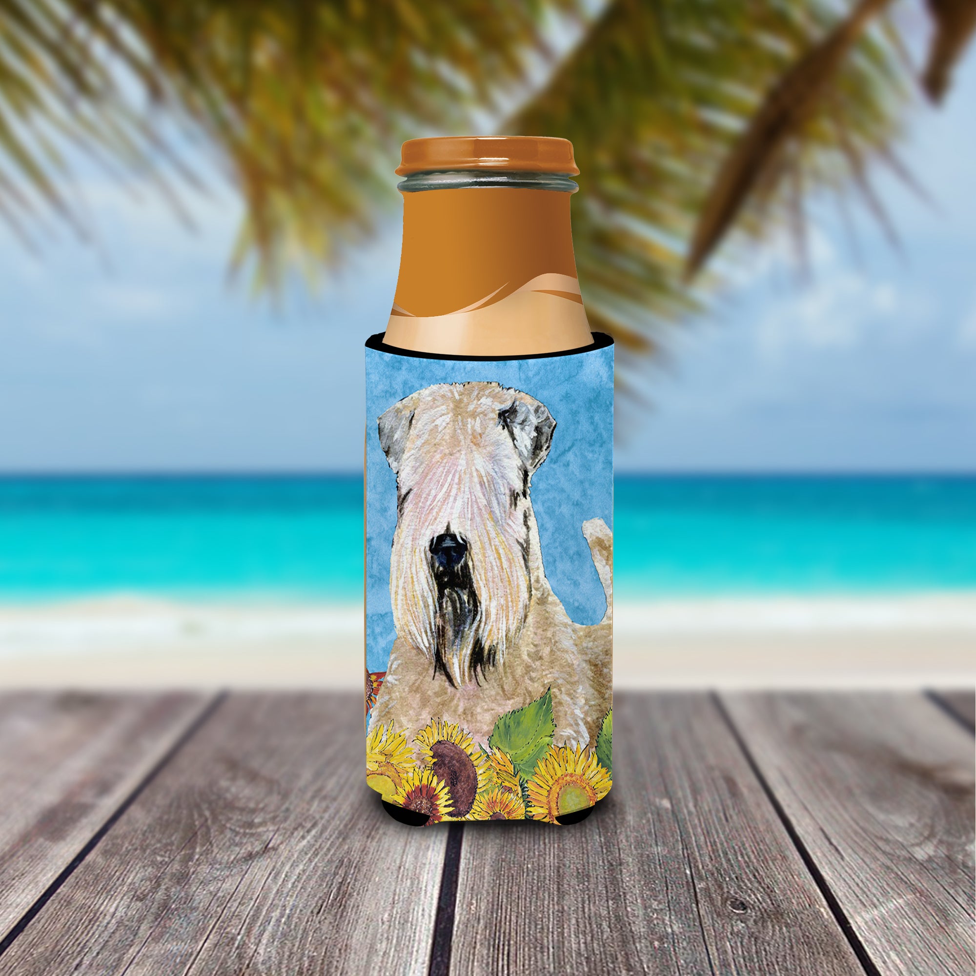 Wheaten Terrier Soft Coated in Summer Flowers Ultra Beverage Insulators for slim cans SS4121MUK