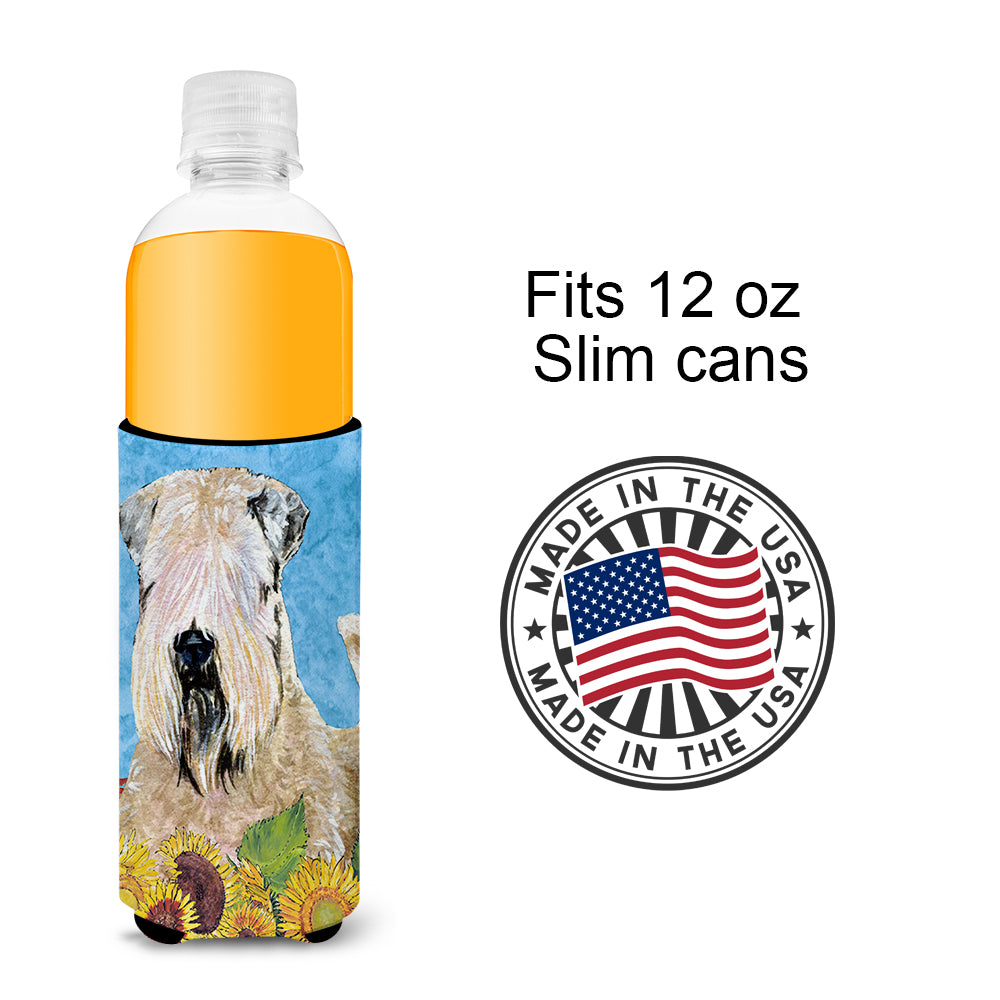 Wheaten Terrier Soft Coated in Summer Flowers Ultra Beverage Insulators for slim cans SS4121MUK.