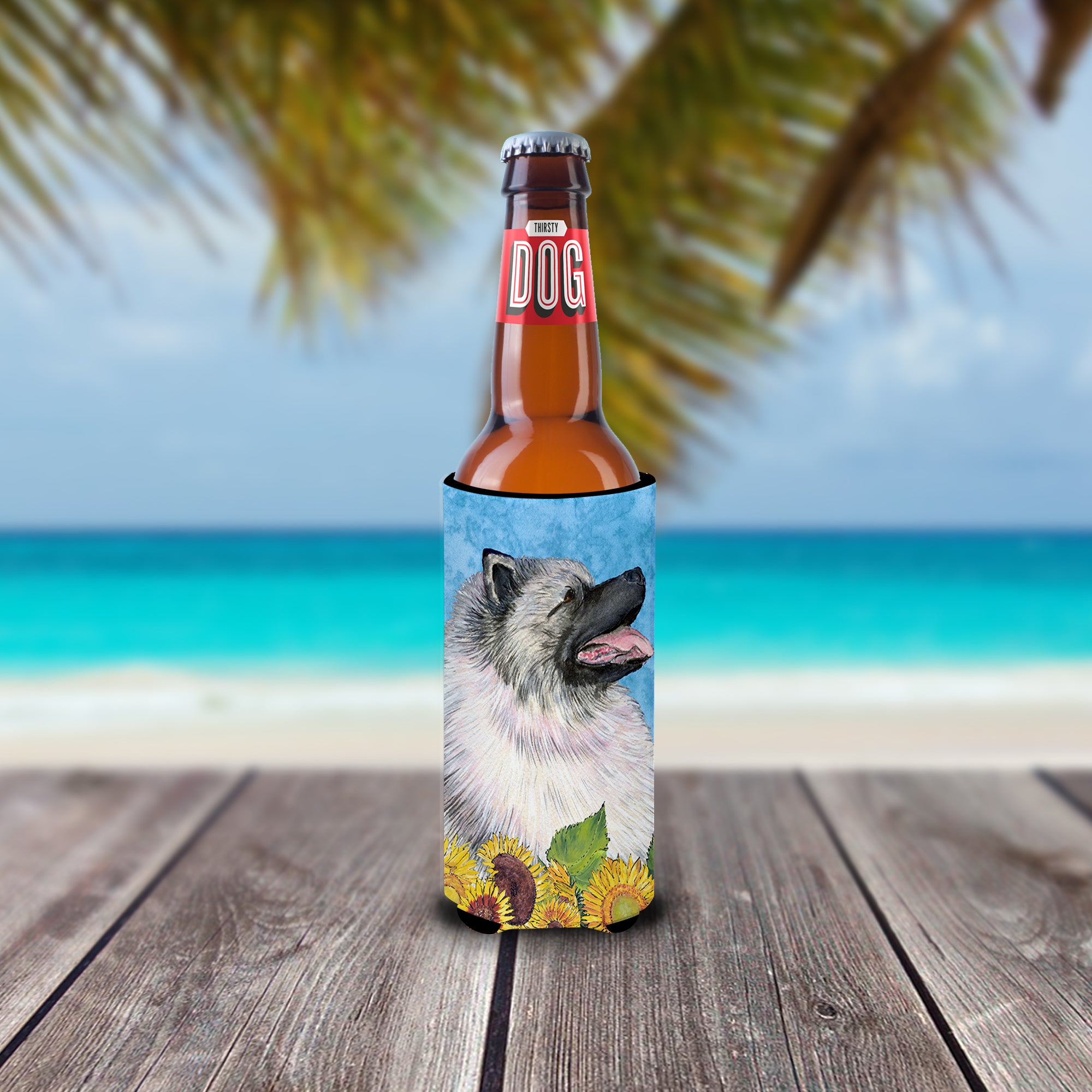 Keeshond in Summer Flowers Ultra Beverage Isolateurs pour canettes minces SS4122MUK
