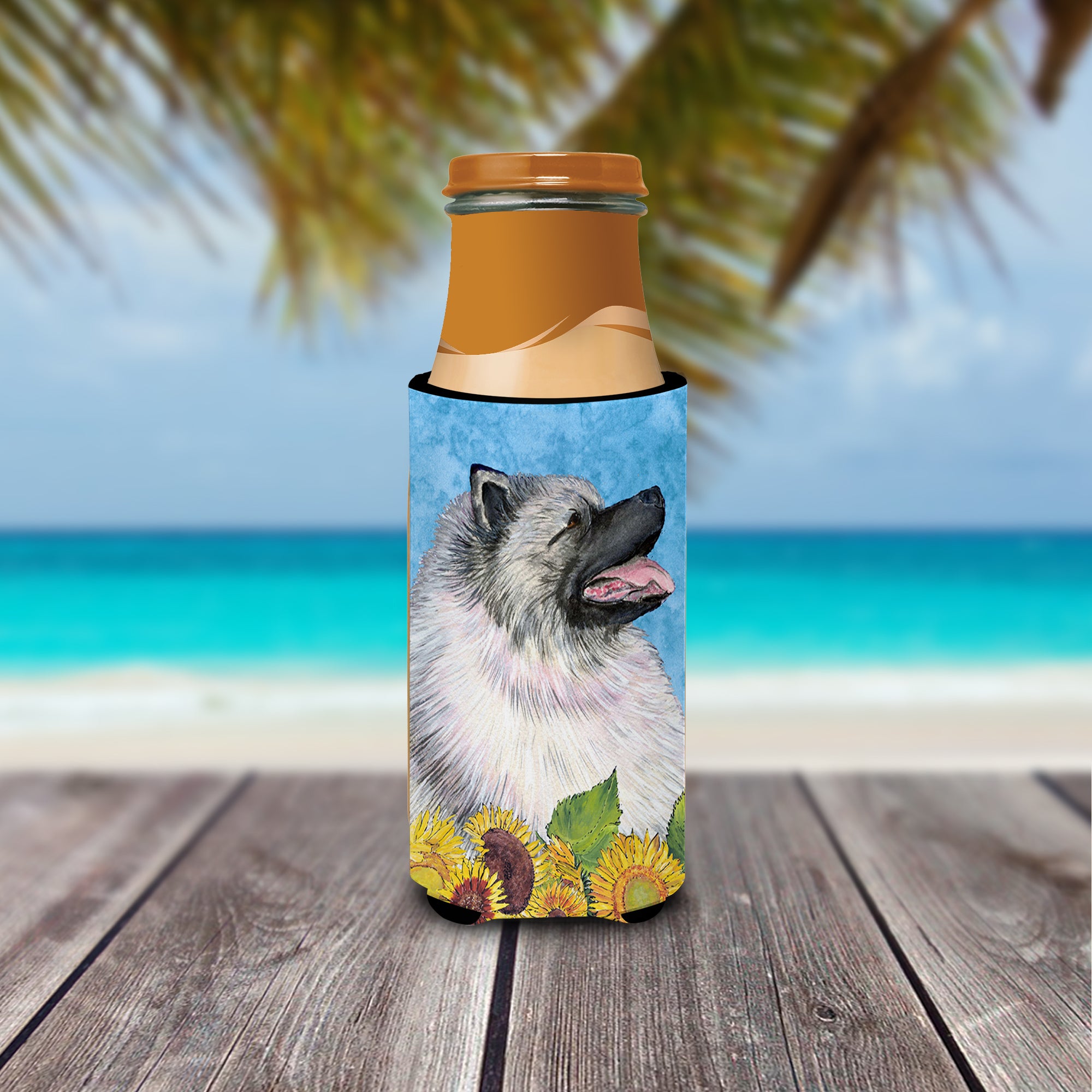 Keeshond in Summer Flowers Ultra Beverage Isolateurs pour canettes minces SS4122MUK