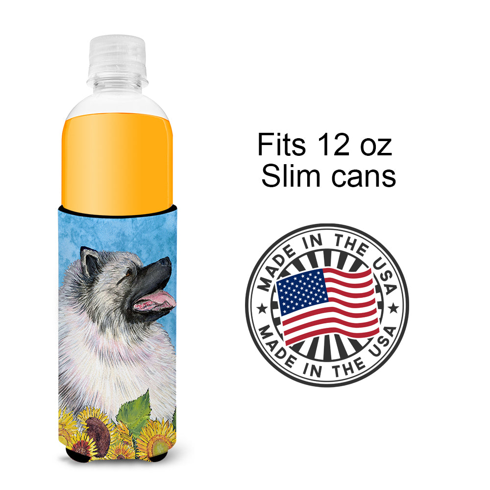 Keeshond in Summer Flowers Ultra Beverage Insulators for slim cans SS4122MUK.