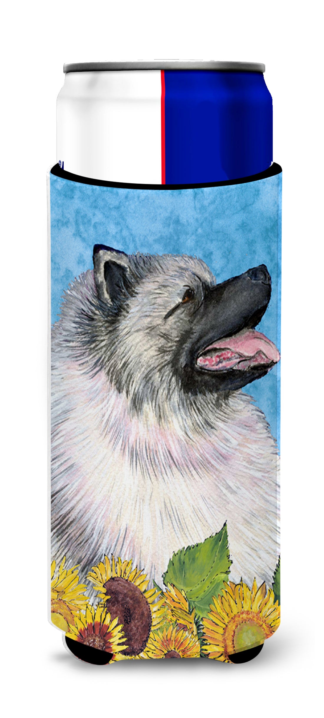 Keeshond in Summer Flowers Ultra Beverage Insulators for slim cans SS4122MUK.