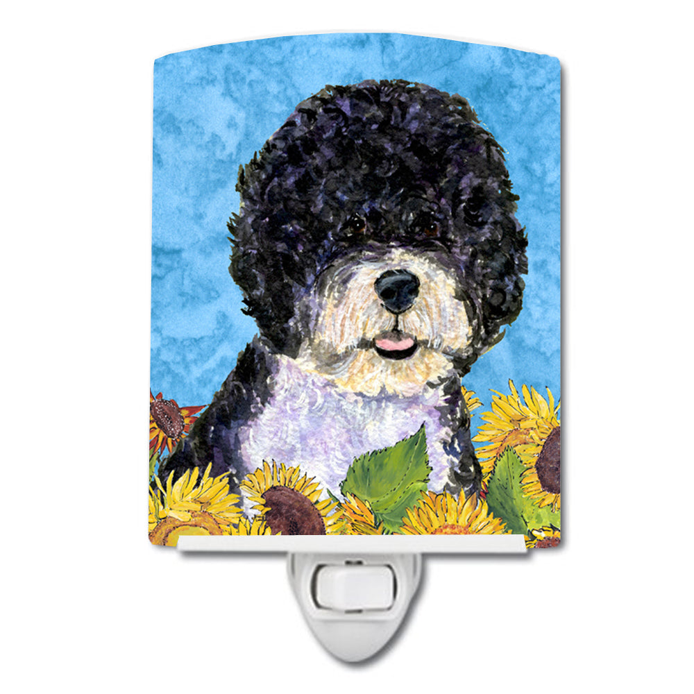 Portuguese Water Dog in Summer Flowers Ceramic Night Light SS4124CNL - the-store.com