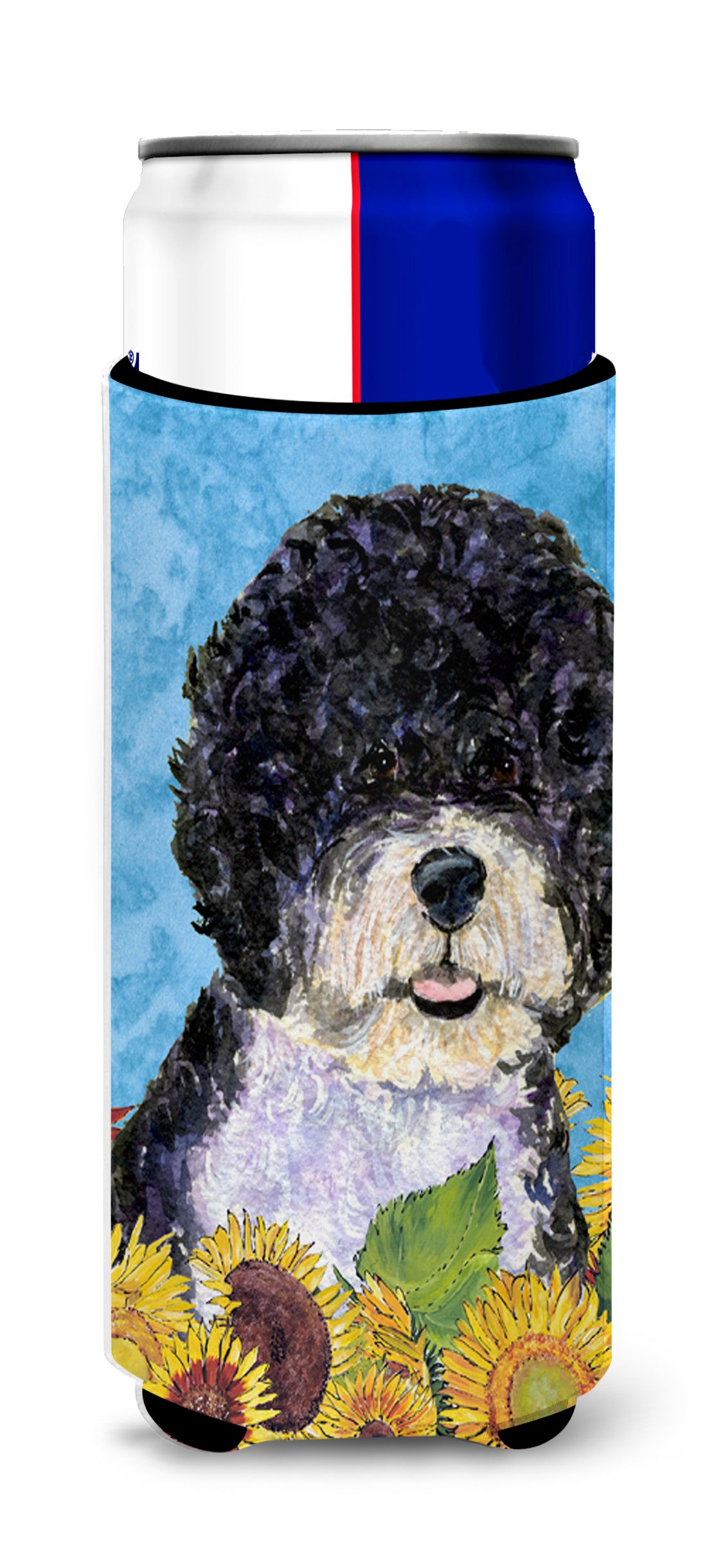 Portuguese Water Dog in Summer Flowers Ultra Beverage Insulators for slim cans SS4124MUK