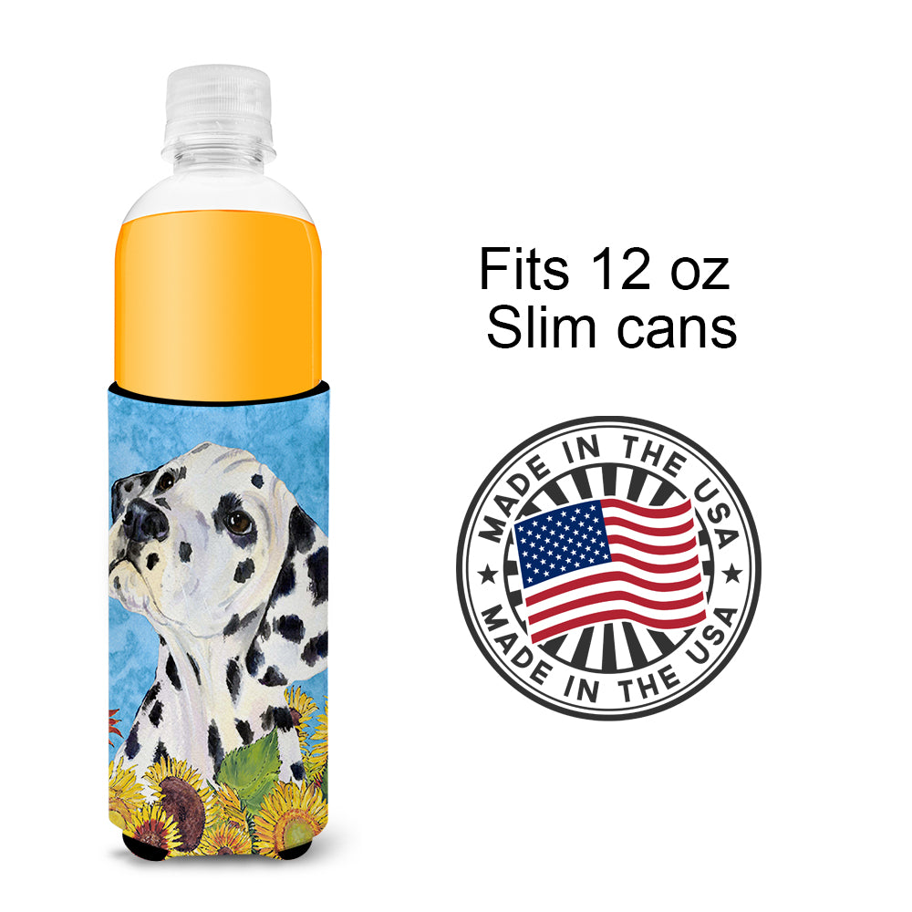 Dalmatian in Summer Flowers Ultra Beverage Insulators for slim cans SS4126MUK.