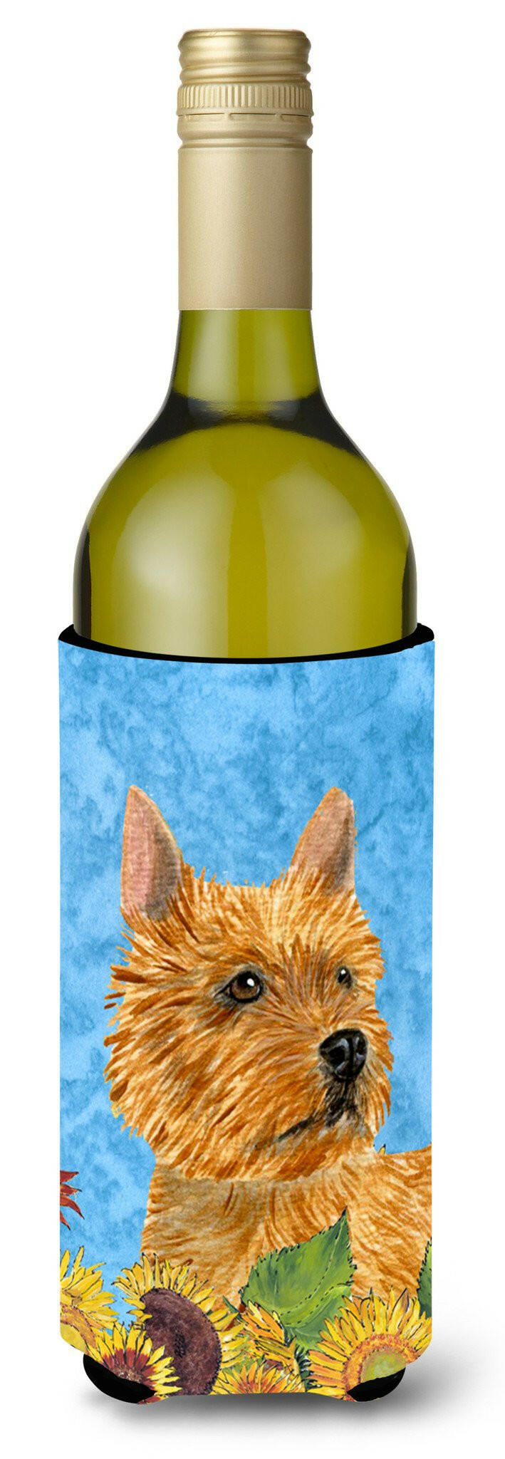 Norwich Terrier in Summer Flowers Wine Bottle Beverage Insulator Beverage Insulator Hugger by Caroline&#39;s Treasures