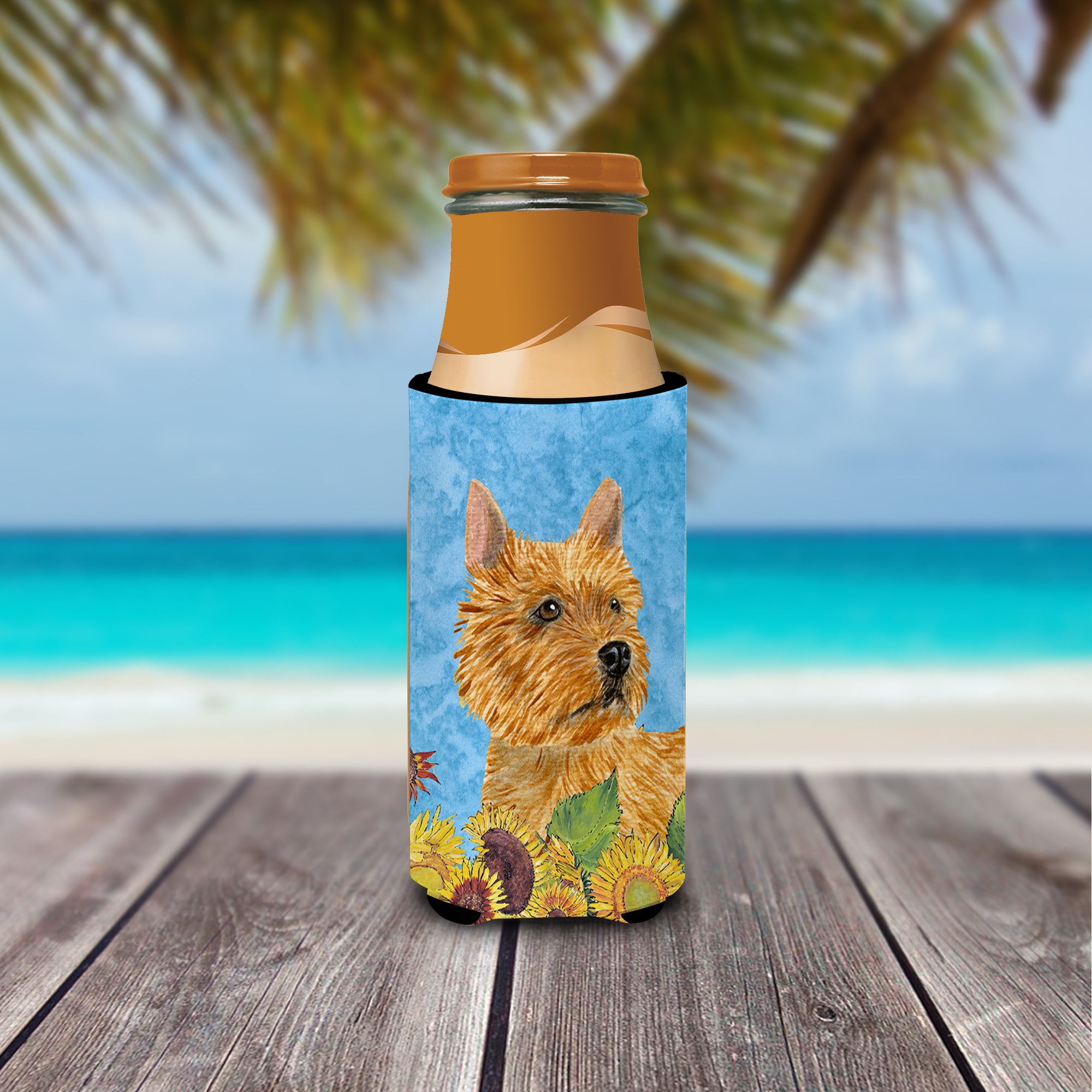 Norwich Terrier in Summer Flowers Ultra Beverage Insulators for slim cans SS4132MUK.