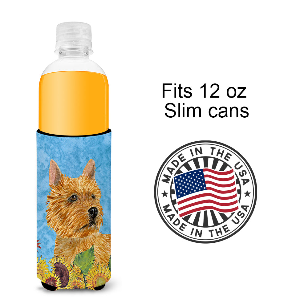 Norwich Terrier in Summer Flowers Ultra Beverage Insulators for slim cans SS4132MUK