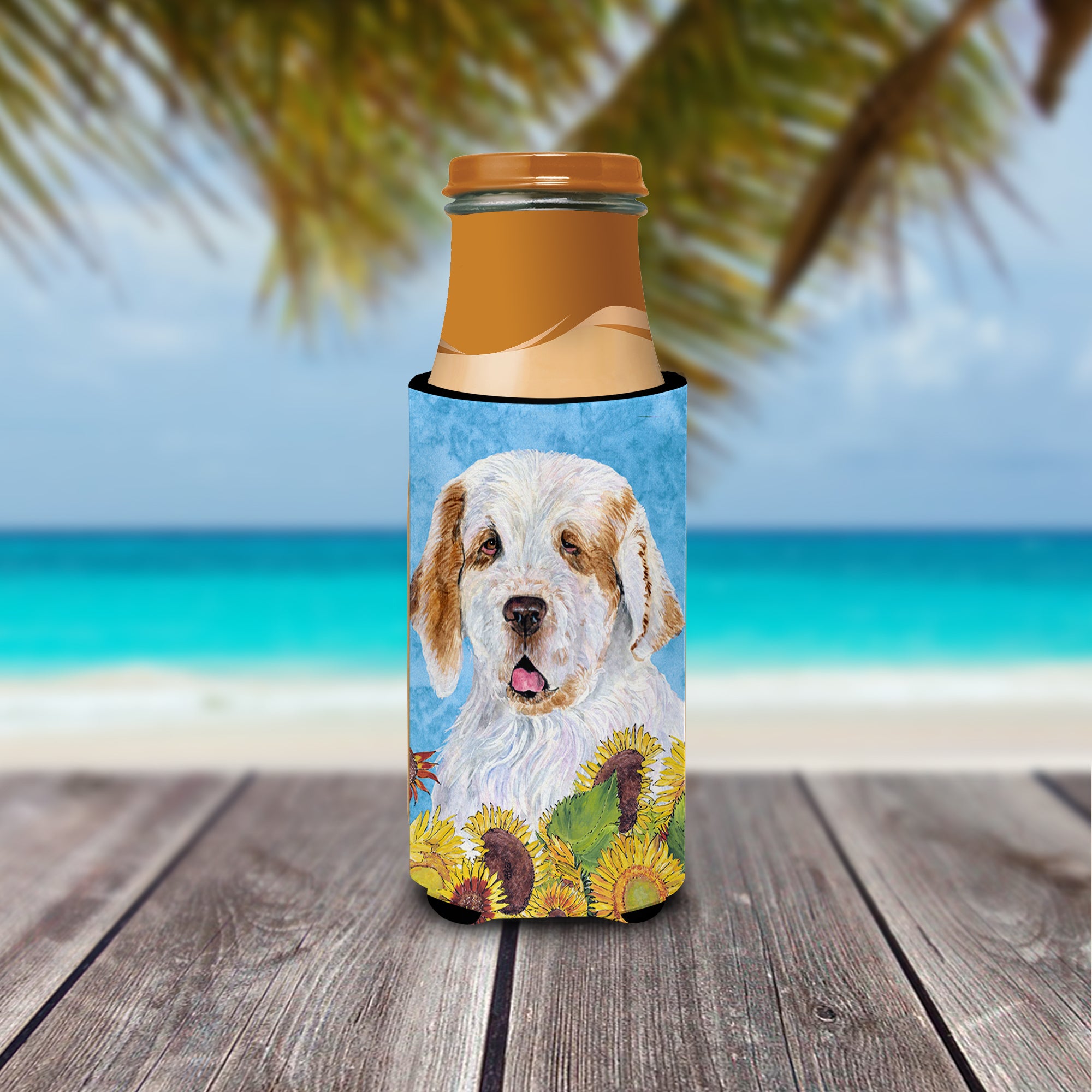 Clumber Spaniel in Summer Flowers Ultra Beverage Insulators for slim cans SS4133MUK