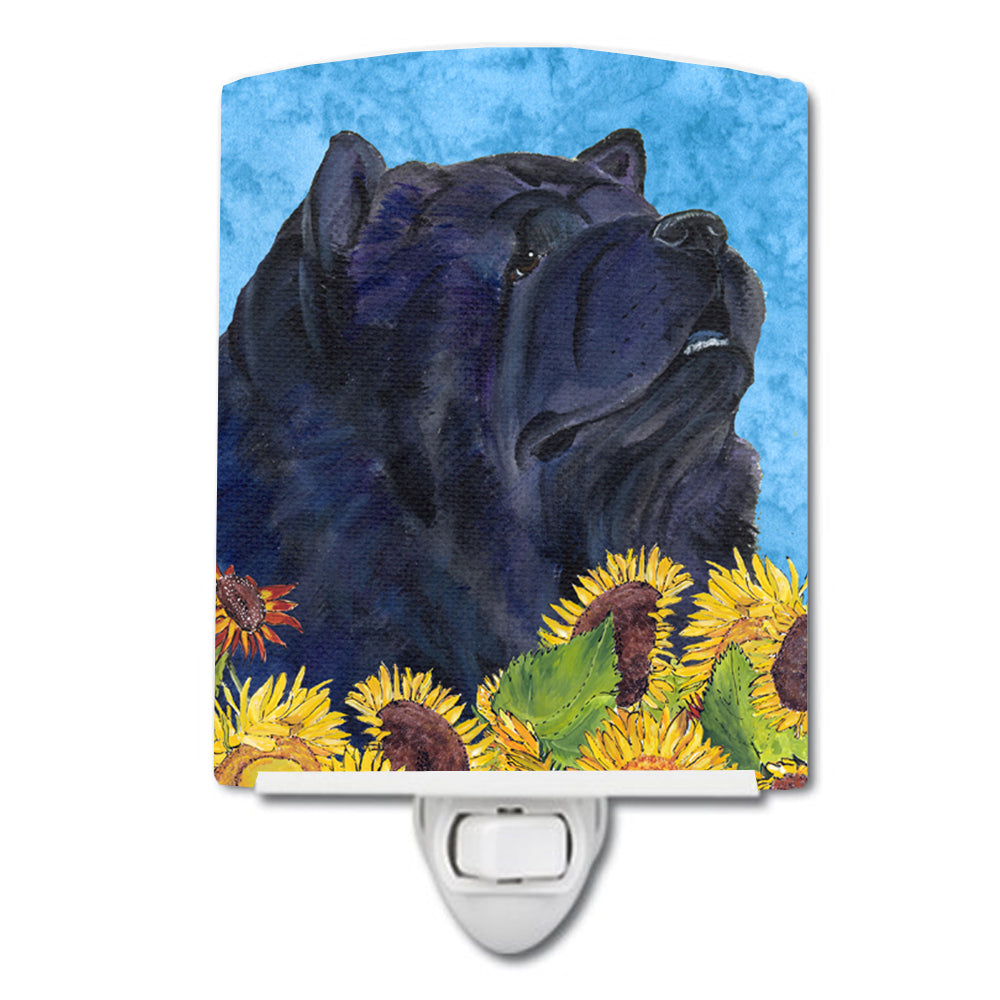 Chow Chow in Summer Flowers Ceramic Night Light SS4134CNL - the-store.com