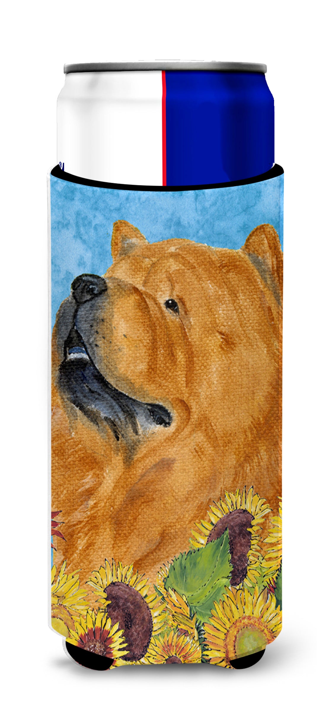 Chow Chow in Summer Flowers Ultra Beverage Insulators for slim cans SS4135MUK.