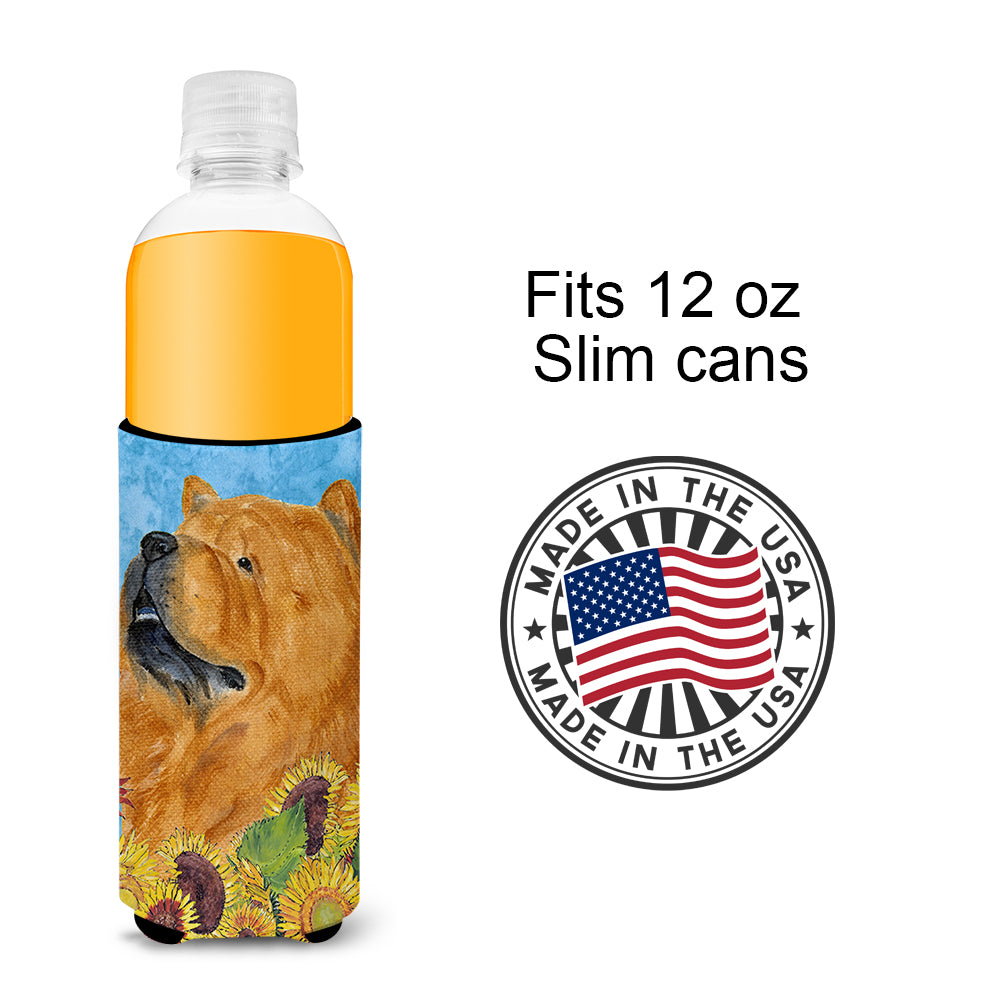 Chow Chow in Summer Flowers Ultra Beverage Insulators for slim cans SS4135MUK.