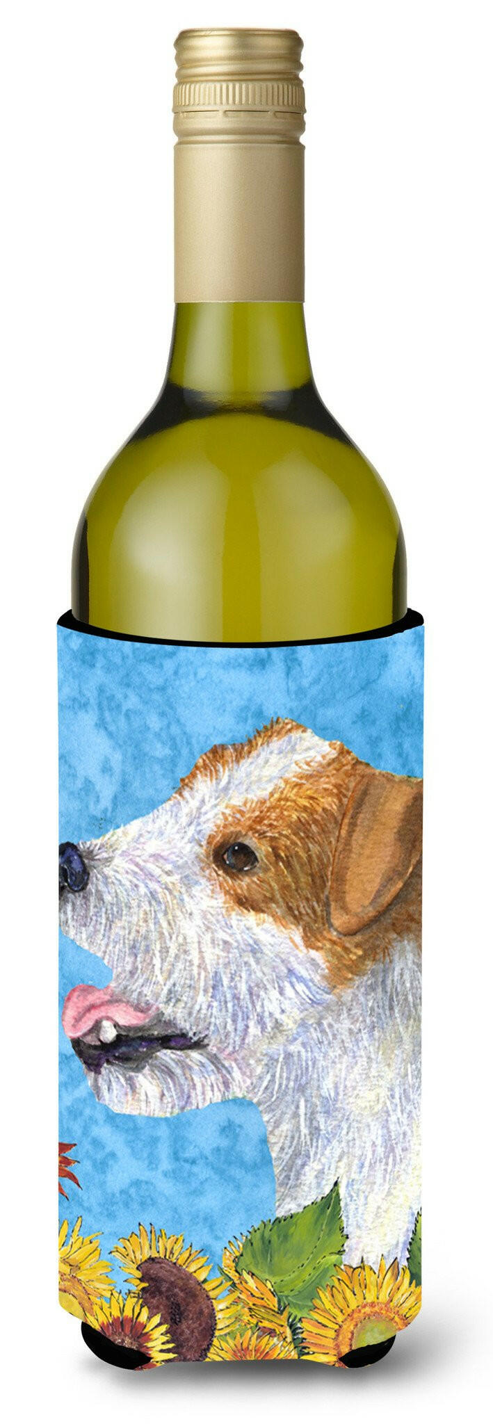 Jack Russell Terrier in Summer Flowers Wine Bottle Beverage Insulator Beverage Insulator Hugger by Caroline&#39;s Treasures