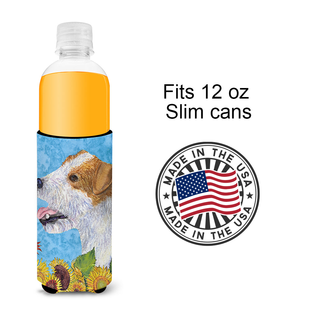 Jack Russell Terrier in Summer Flowers Ultra Beverage Isolateurs pour canettes minces SS4137MUK