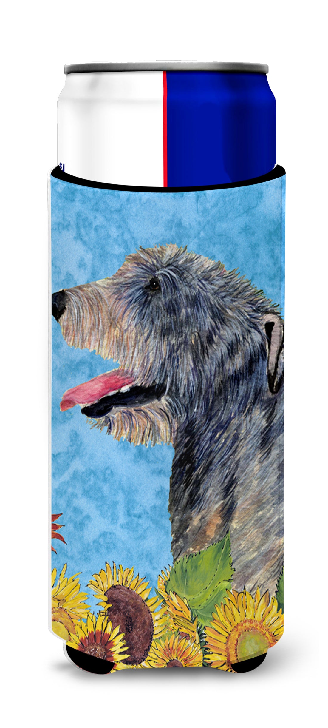 Irish Wolfhound in Summer Flowers Ultra Beverage Insulators for slim cans SS4139MUK.