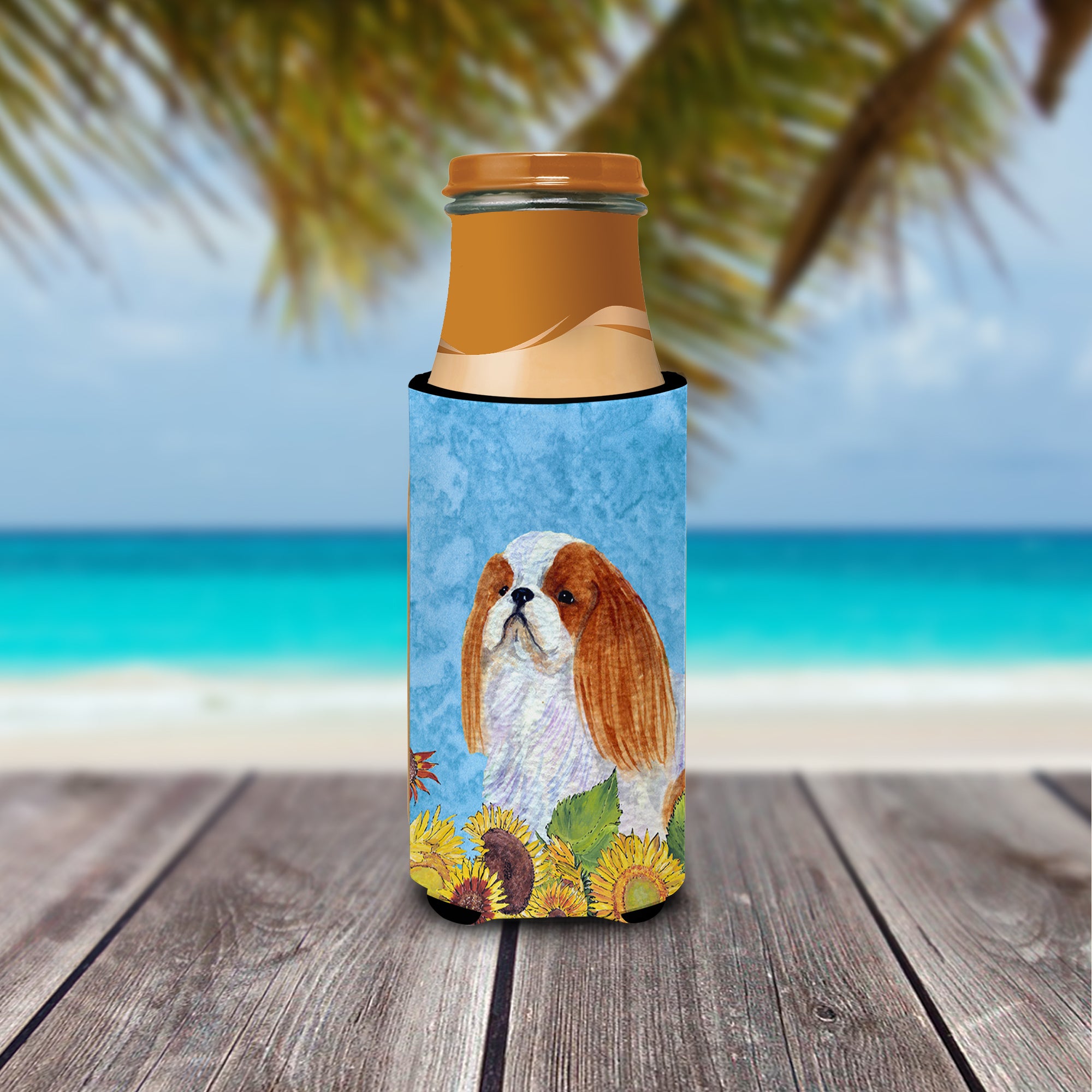 English Toy Spaniel in Summer Flowers Ultra Beverage Isolateurs pour canettes minces SS4140MUK