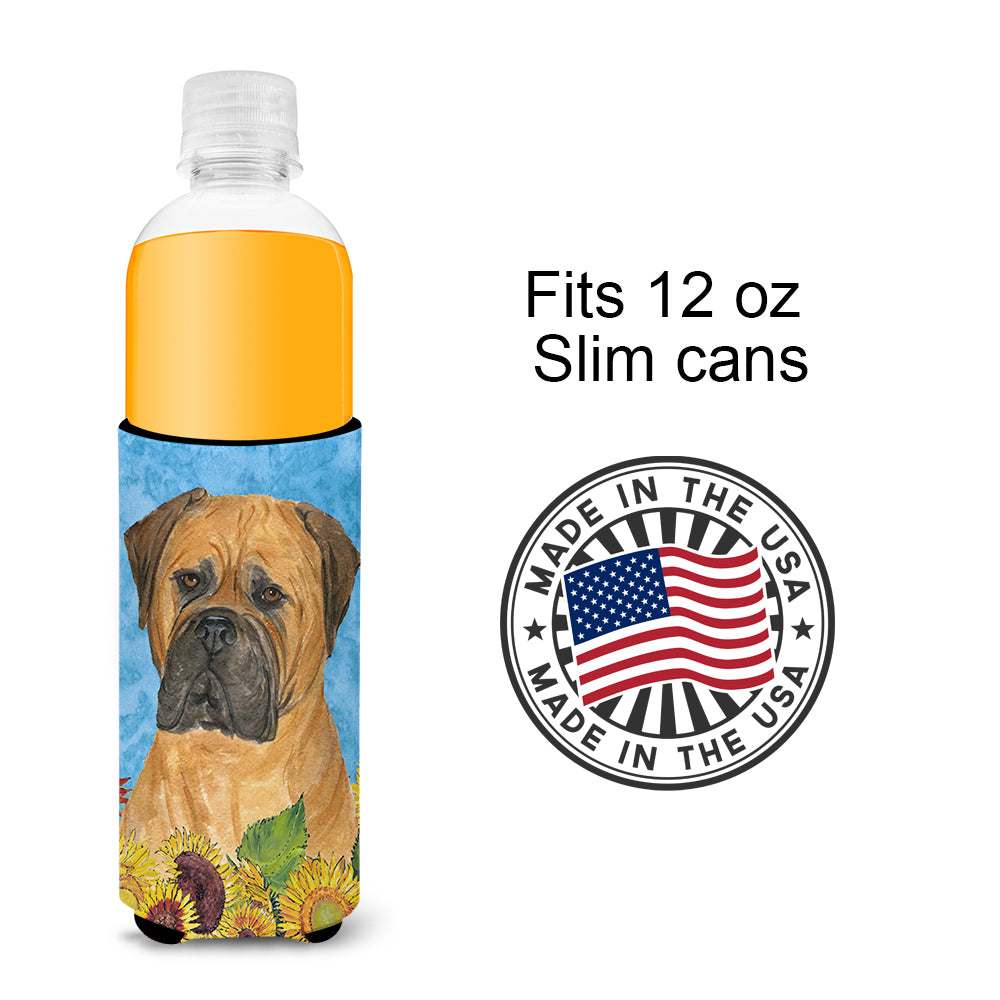 Bullmastiff in Summer Flowers Ultra Beverage Insulators for slim cans SS4150MUK.