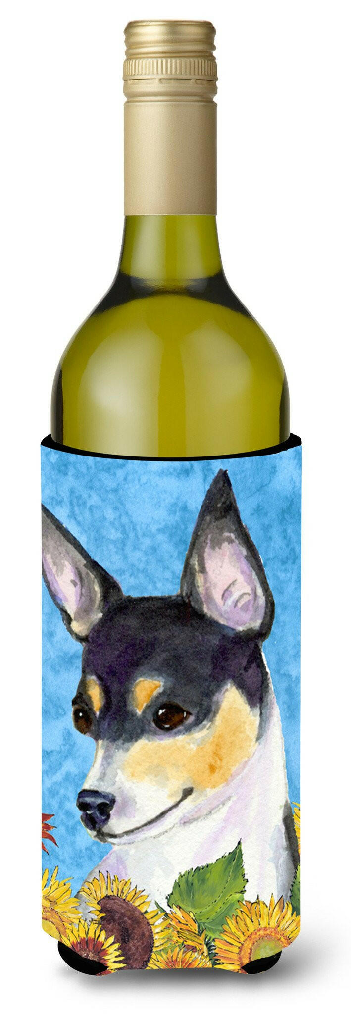 Fox Terrier in Summer Flowers Wine Bottle Beverage Insulator Beverage Insulator Hugger SS4151LITERK by Caroline&#39;s Treasures