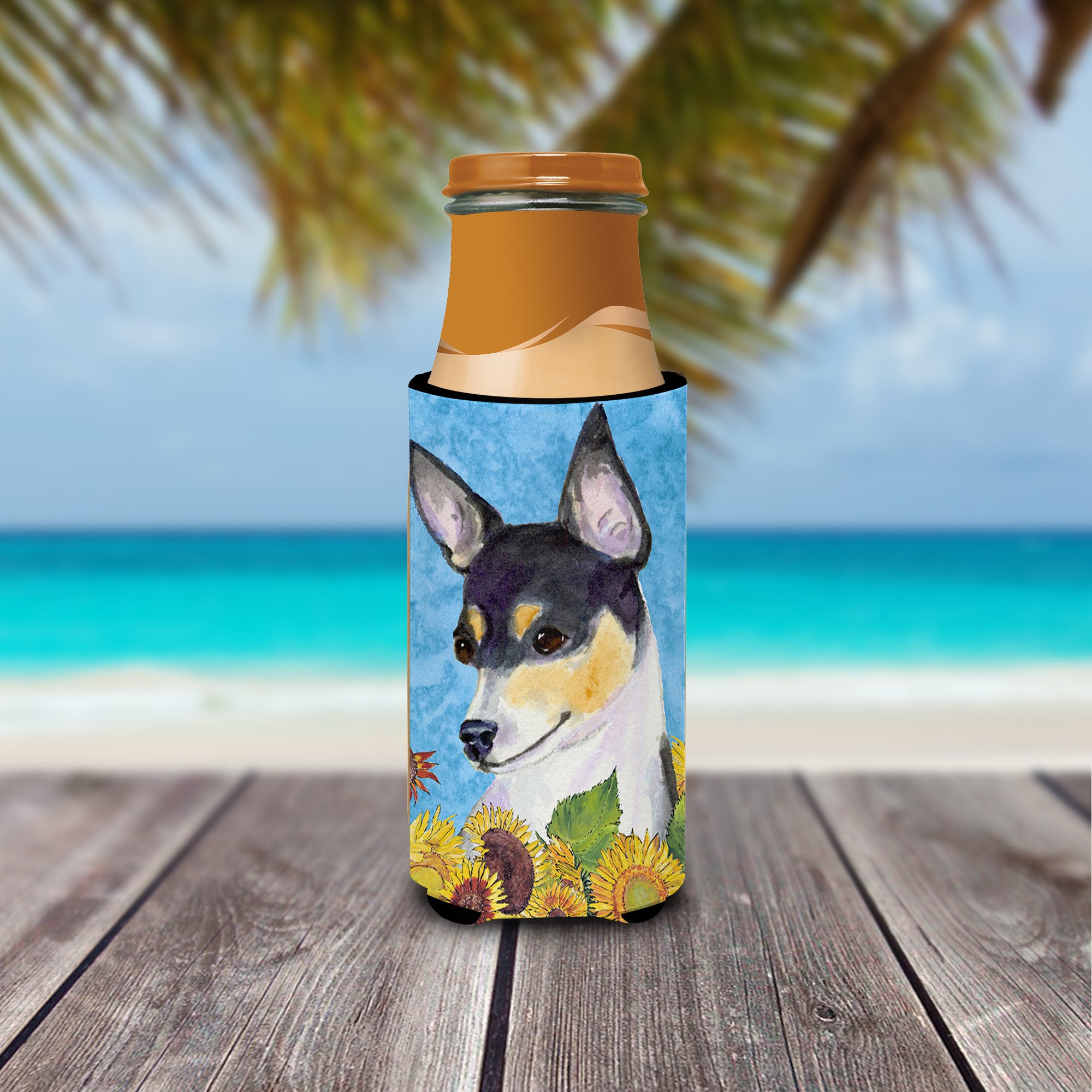 Fox Terrier in Summer Flowers Ultra Beverage Insulators for slim cans SS4151MUK.