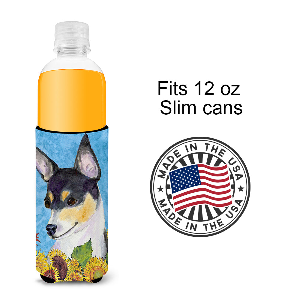 Fox Terrier in Summer Flowers Ultra Beverage Insulators for slim cans SS4151MUK