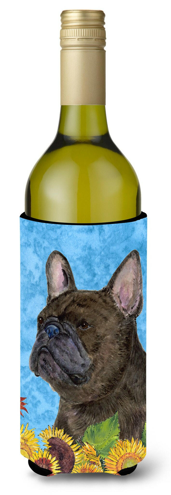 French Bulldog in Summer Flowers Wine Bottle Beverage Insulator Beverage Insulator Hugger SS4152LITERK by Caroline&#39;s Treasures