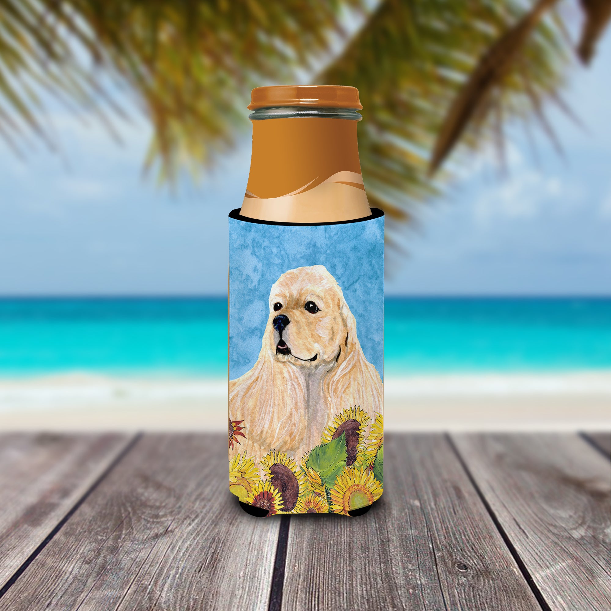 Cocker Spaniel in Summer Flowers Ultra Beverage Insulators for slim cans SS4155MUK.