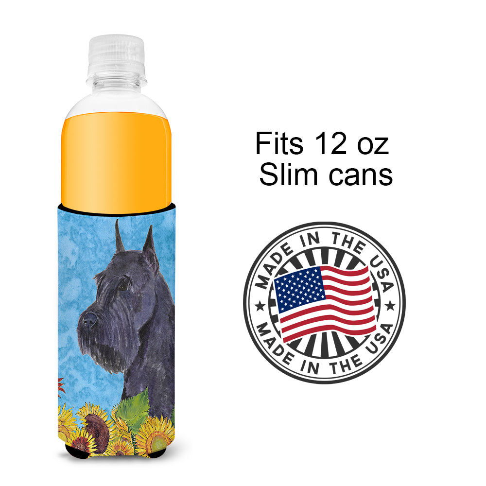Schnauzer in Summer Flowers Ultra Beverage Insulators for slim cans SS4156MUK.