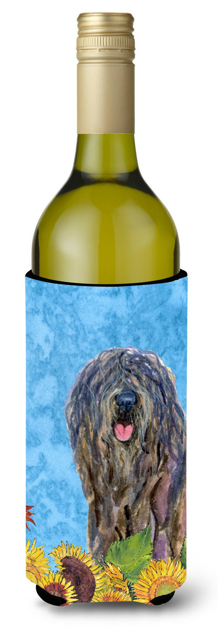 Bergamasco Sheepdog in Summer Flowers Wine Bottle Beverage Insulator Beverage Insulator Hugger by Caroline&#39;s Treasures