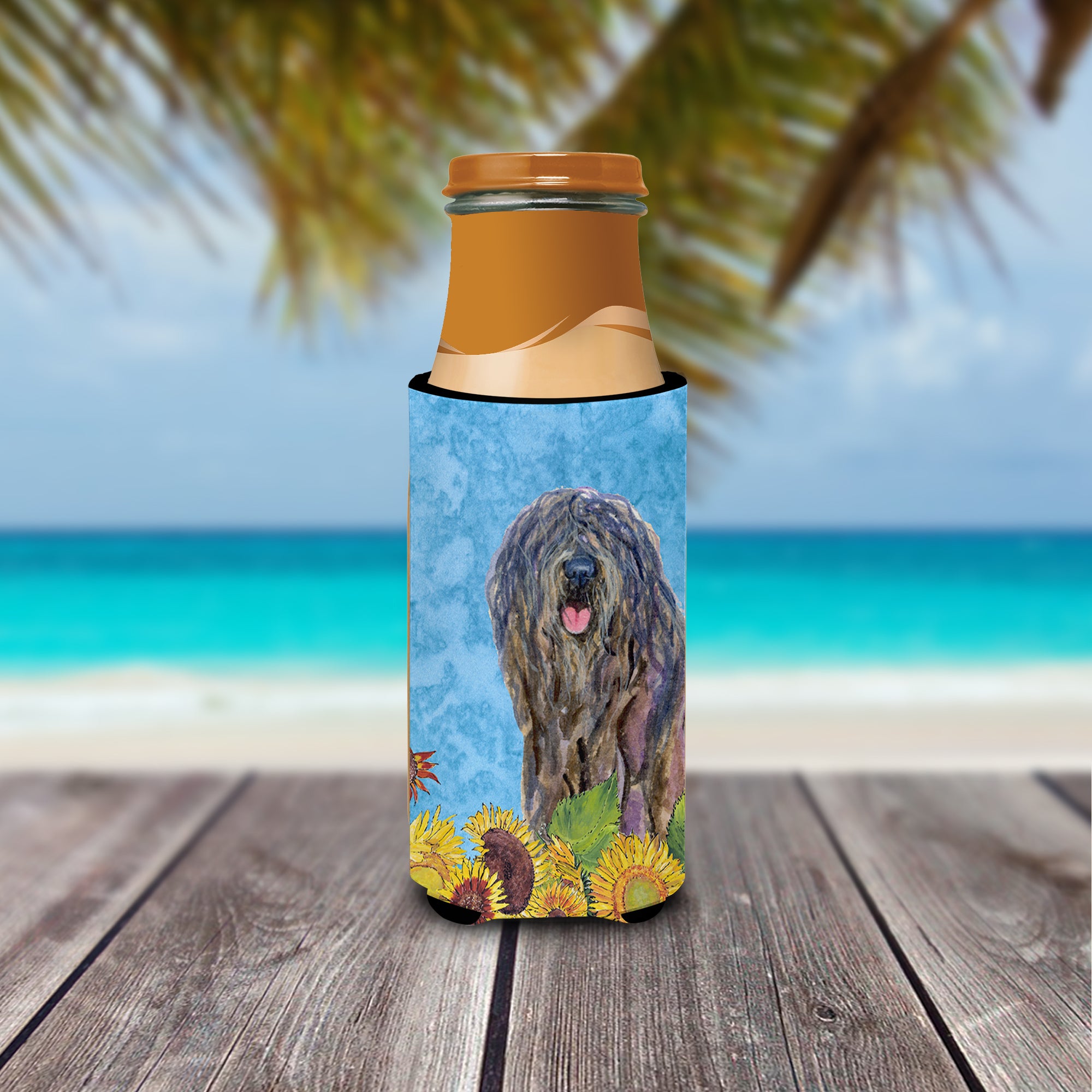 Bergamasco Sheepdog in Summer Flowers Ultra Beverage Insulators for slim cans SS4157MUK.