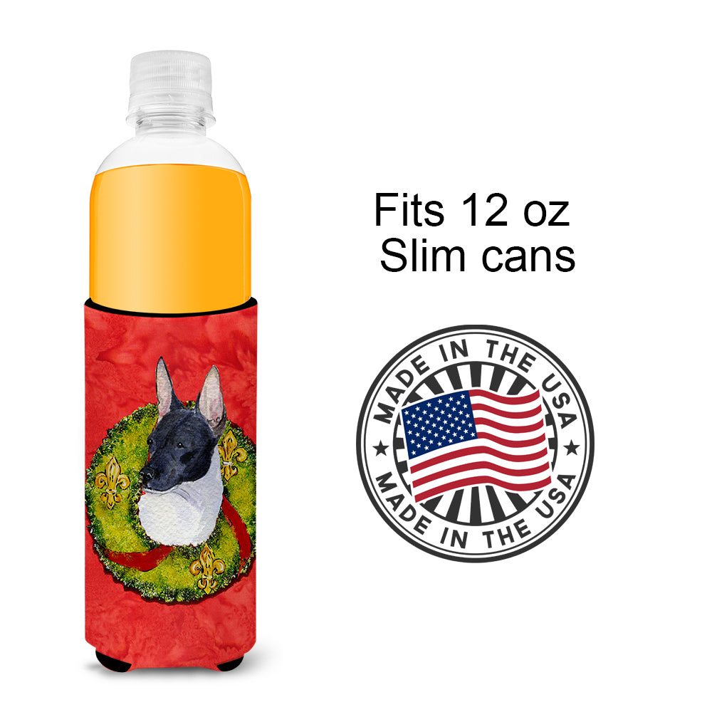 Rat Terrier Cristmas Wreath Ultra Beverage Insulators for slim cans SS4170MUK.