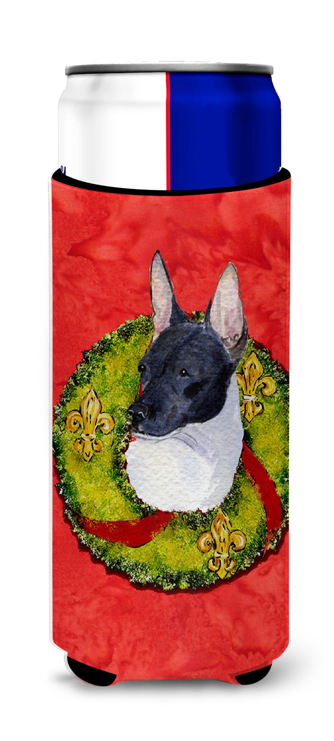 Rat Terrier Cristmas Wreath Ultra Beverage Insulators for slim cans SS4170MUK.
