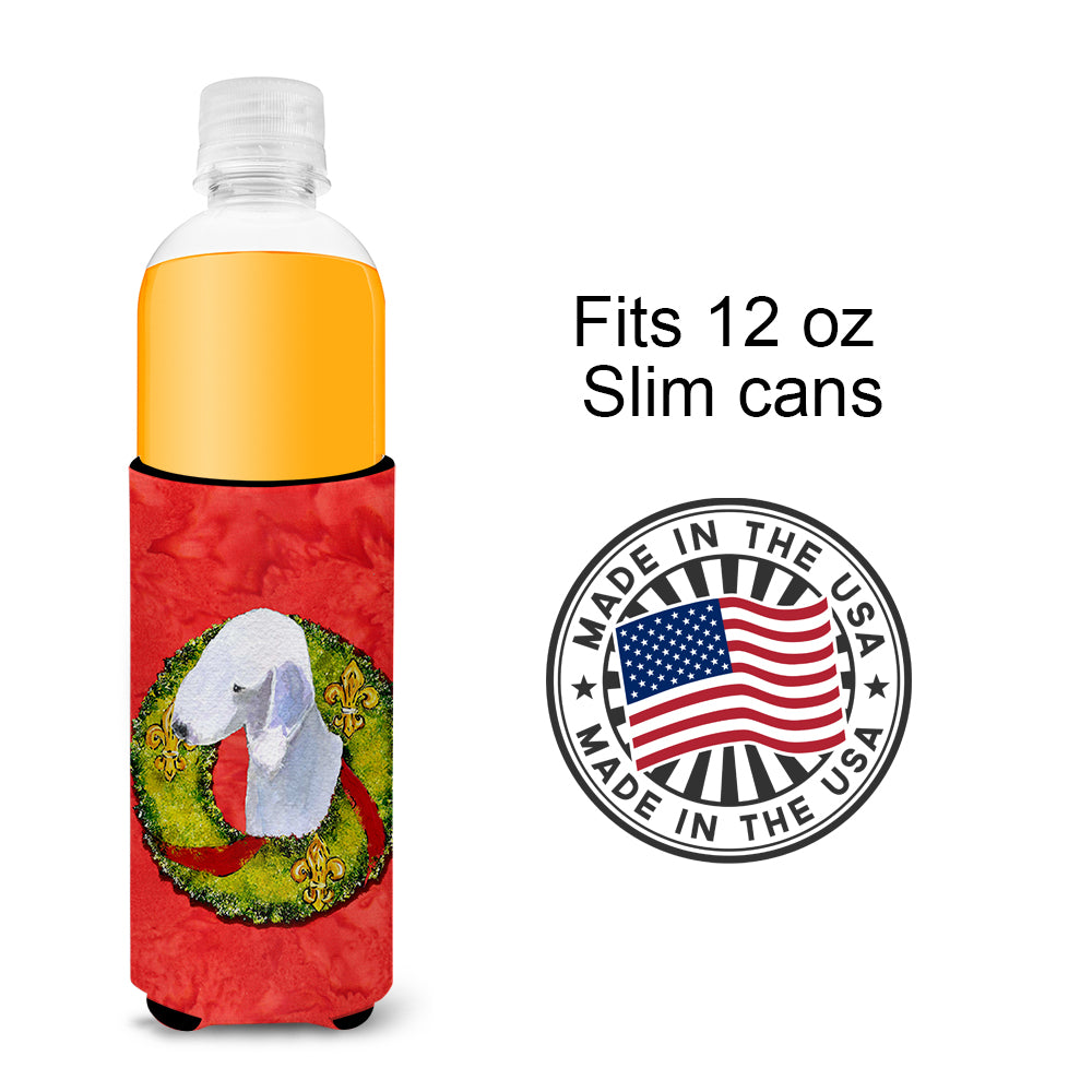 Bedlington Terrier Cristmas Wreath Ultra Beverage Insulators for slim cans SS4173MUK