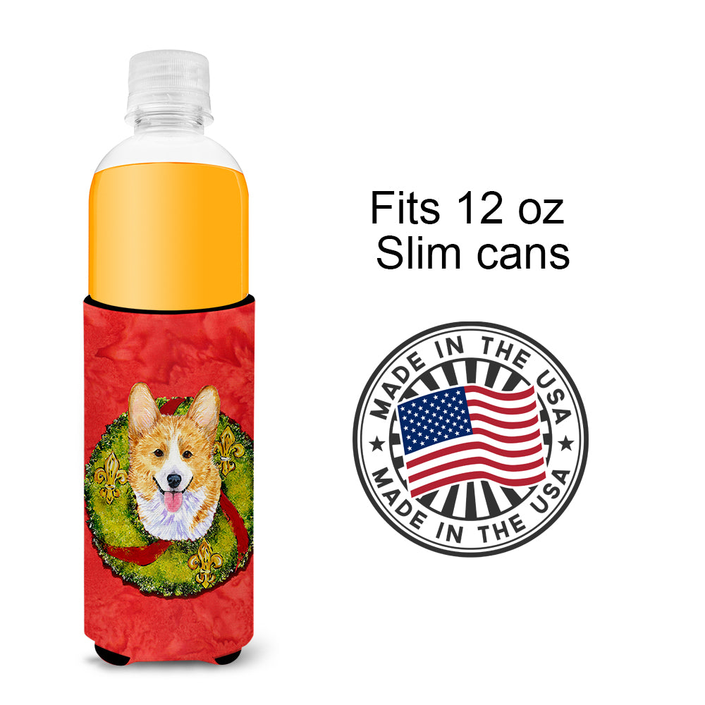 Corgi Cristmas Wreath Ultra Beverage Insulators for slim cans SS4176MUK.